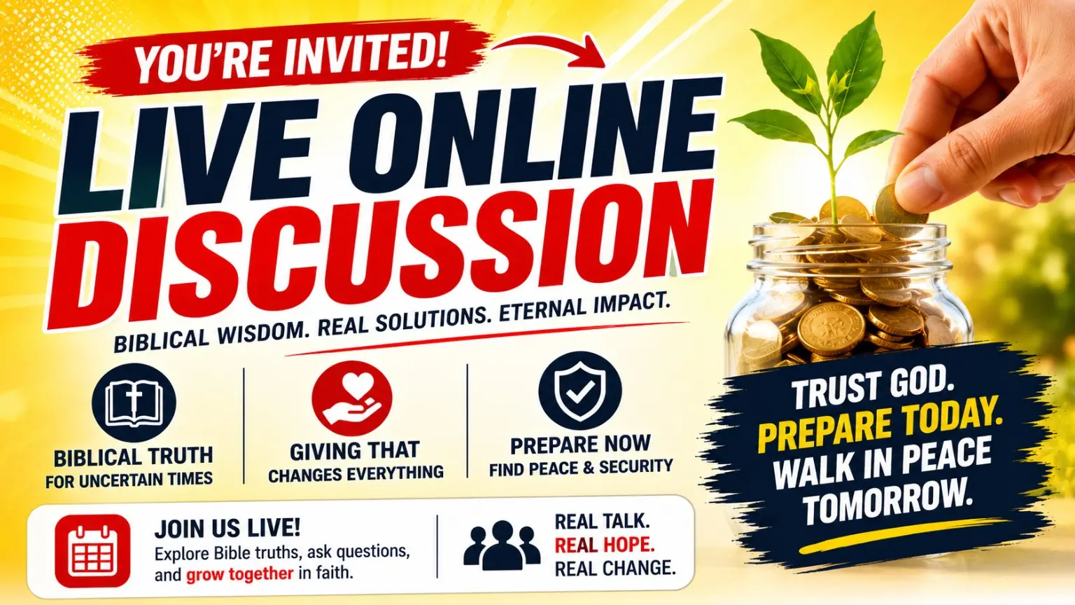 Live online biblical discussion promotional graphic